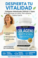 Colágeno Peptides TOPLUX™ 5 Tipos (I, II, III, V, X) | Fortalece Articulaciones, Piel y Cabello